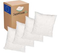 SuperKissen24. Lot de 4 Oreillers Moelleux - Coussin avec Garnissage Fibre Polyester - Lavable Rembourrage Coussin - Hypoallergenique Coussin de Canapé Decoratif - Good Sleep Blanc 40x40 cm