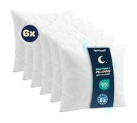 SuperKissen24. Lot de 6 Oreillers Moelleux - Coussin avec Garnissage Fibre Polyester - Lavable Rembourrage Coussin - Hypoallergenique Coussin de Canapé Decoratif - Good Sleep Blanc 40x40 cm