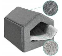 SuperKissen24 Niche pour Chien Chat Lit Panier Corbeille Gris Noir Taille L Couchage