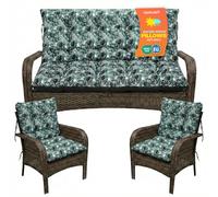 SuperKissen24. Polyester Coussin Dossier pour Banc de Jardin Canapé - 100x50 cm et Appui 100x60 cm + 2X 48x96 cm pour Chaise Longue - Bain de Soleil - Intérieur/Extérieur - Imperméable - Exotic