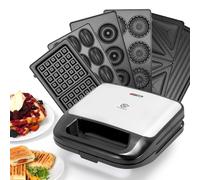 SUPERLEX Machine à Sandwich Multifonction 6 en 1 pour Sandwich, Grille-Pain, Grille-Contact, Gaufrier, Gâteau, 2 Tranches Antiadhésives, Cuisson Double Face à Température Constante