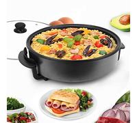 SUPERLEX Poêle Multifonctionnelle 30x7 cm, 5,6 Litres Poêle Électrique avec Couvercle 1500W Poêle Électrique à Pizza (42CM)