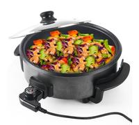 SUPERLEX Poêle Multifonctionnelle 30x7 cm, 5,6 Litres Poêle Électrique avec Couvercle 1500W Poêle Électrique à Pizza, Poêle de Fête Électrique