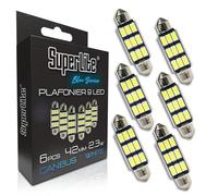 Superlite Jeu de 6 ampoules plafonnier à 9 LED, 42 mm 2,3W de la gamme Blue Series. Technologie CanBus de lumière blanche. Idéal pour les voitures et les camions.