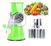 SuperLove® Coupe-légumes manuel 3 Lames Trancheuse multifonction en Acier inox. mandoline ronde râpe à fromage/pommes de terre