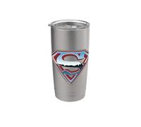 Superman Chrome Logo on White Gobelet isotherme en acier inoxydable double paroi