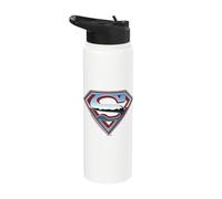 Superman Chrome Logo on White Stainless Steel Insulated Water Bottle