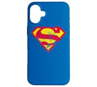 Superman Classic Yello & Red Logo Distressed Coque pour iPhone 16 Plus