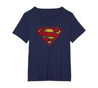 Superman Crackle S Shield T-Shirt, Femme Grandes Tailles, Bleu Marine, 1X