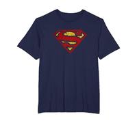 Superman Crackle S Shield T-Shirt, Homme Grandes Tailles, Bleu Marine, 2X Tall