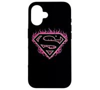 Superman Fuchsia Flames Shield Coque pour iPhone 16