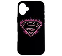 Superman Fuchsia Flames Shield Coque pour iPhone 16 Plus