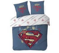 Superman - Housse de Couette Superman DC Comics 220x240 cm- 100% Coton Popeline - Bleu