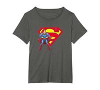 Superman & Logo T-Shirt, Femme Grandes Tailles, Asphalte, 4X