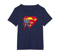 Superman & Logo T-Shirt, Femme Grandes Tailles, Bleu Marine, 4X