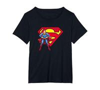 Superman & Logo T-Shirt, Femme Grandes Tailles, Noir, 1X