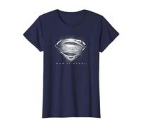 Superman Man of Steel Contrast Logo Symbol T-Shirt, Femme, Bleu Marine, 3XL