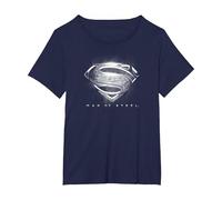 Superman Man of Steel Contrast Logo Symbol T-Shirt, Femme Grandes Tailles, Bleu Marine, 6X