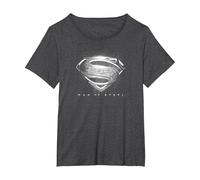 Superman Man of Steel Contrast Logo Symbol T-Shirt, Femme Grandes Tailles, Chiné Foncé, 1X