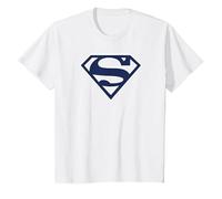 Superman Navy & White Classic Shield T-Shirt, Enfant, Blanc, 4 Ans