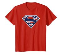 Superman Navy & White Classic Shield T-Shirt, Enfant, Rouge, 4 Ans