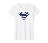 Superman Navy & White Classic Shield T-Shirt, Femme, Blanc, S