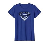 Superman Navy & White Classic Shield T-Shirt, Femme, Bleu Royal, XL