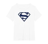 Superman Navy & White Classic Shield T-Shirt, Femme Grandes Tailles, Blanc, 4X