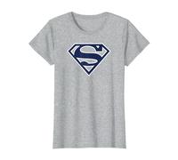 Superman Navy & White Classic Shield T-Shirt, Femme, Gris Chiné, XS