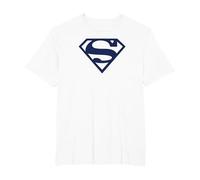 Superman Navy & White Classic Shield T-Shirt, Homme Grandes Tailles, Blanc, 4X Tall
