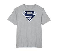 Superman Navy & White Classic Shield T-Shirt, Homme Grandes Tailles, Gris Chiné, 2X Tall