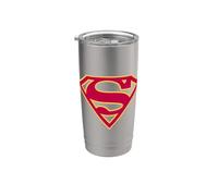 Superman Red & Gold Shield Grey Gobelet isotherme en acier inoxydable double paroi