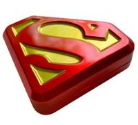 Superman S-Shield Sours Boîte à bonbons à collectionner avec logo Superman S - Bonbons aromatisés à la cerise