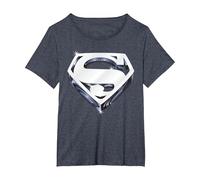 Superman Shield 1978 T-Shirt, Femme Grandes Tailles, Bleu Chiné, 1X