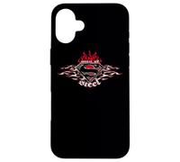 Superman Steel Flames Shield Coque pour iPhone 16 Plus