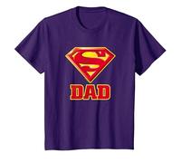 Superman Super Dad Papa Père T-Shirt, Enfant, Violet, 4 Ans