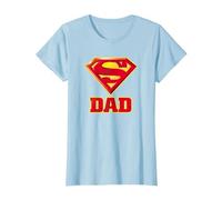 Superman Super Dad Papa Père T-Shirt, Femme, Bleu Céleste, S