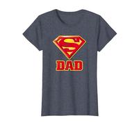 Superman Super Dad Papa Père T-Shirt, Femme, Bleu Chiné, S
