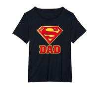 Superman Super Dad Papa Père T-Shirt, Femme Grandes Tailles, Noir, 1X