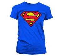 Superman Shield Femme T-Shirt Manches Courtes Bleu S 100% Coton Regular/Coupe Standard