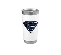 Superman Thin Blue Line Flag Shield Logo Gobelet isotherme en acier inoxydable double paroi
