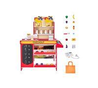 VEVOR Supermarché Enfant, 72 x 90 x 89 cm, Marchande Enfants, Jeu d'Épicerie, Magasin en MDF avec Sac de Courses, Tapis Roulant, Scanner, Caisse Enregistreuse, pour Garçons et Filles de 3 Ans et Plus