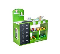 VEVOR Supermarché Enfant, 81,5 x 30,7 x 85 cm, Marchande Enfants, Jeu d'Épicerie, Magasin MDF avec Sac de Courses, Tapis Roulant, Scanner, Caisse Enregistreuse, pour Garçons et Filles de 3 Ans et Plus