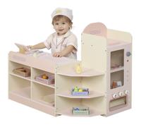 AIYAPLAY Supermarché pour Enfant, marchande en Bois avec Caisse enregistreuse, Distributeur Automatique, étagères et Accessoires Alimentaires, Jeu d'épicerie pour Enfants de 3 Ans et Plus, Rose