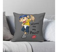 SuperMarioLogan Jeffy Taie d'oreiller carrée en polyester et lin Motif velours Fermeture éclair Housse de coussin décorative