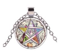 Supernatural Collier ésotérique pentagramme arbre de vie triple lune Wicca étoile en verre, nan