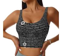 Supernatural Inspiration Print Gilet de sport pour femme, haut athlétique d'été décontracté, design dos en U, bon pour le fitness, Noir , S
