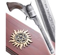 Supernatural Pistolet Tout en Resine Colt John Winchester Replique avec Balles Plastique Coffret Bois Collection
