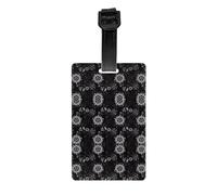 Supernatural Symbols Étiquettes à bagages imprimées noires avec couverture de confidentialité arrière intégrale - Étiquettes d'identification en PVC durable pour valises, sacs à dos