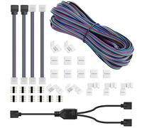 SUPERNIGHT Connecteur pour bande LED 4 broches pour PCB 5050 2835 RVB de 10 mm, sans soudure, fiche mâle vers femelle, câble répartiteur 1 à 2 voies avec rallonge de 10 m
